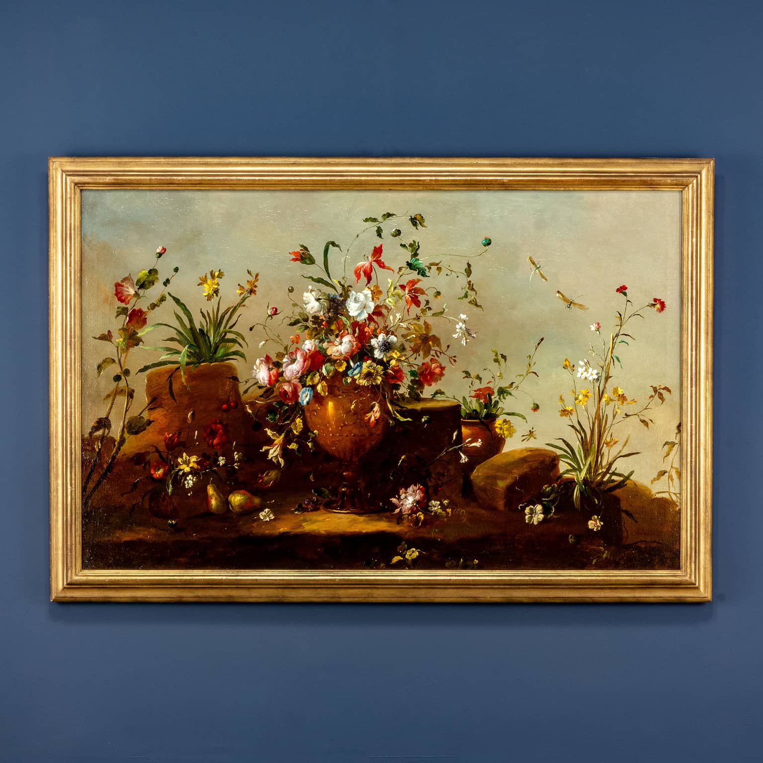 Natura morta con fiori e frutti all’aperto – Francesco Duramano