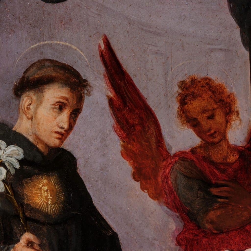Madonna in trono con Bambino tra angeli e i santi Nicola da Tolentino - immagine 12