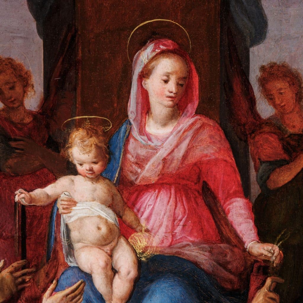 Madonna in trono con Bambino tra angeli e i santi Nicola da Tolentino - immagine 2