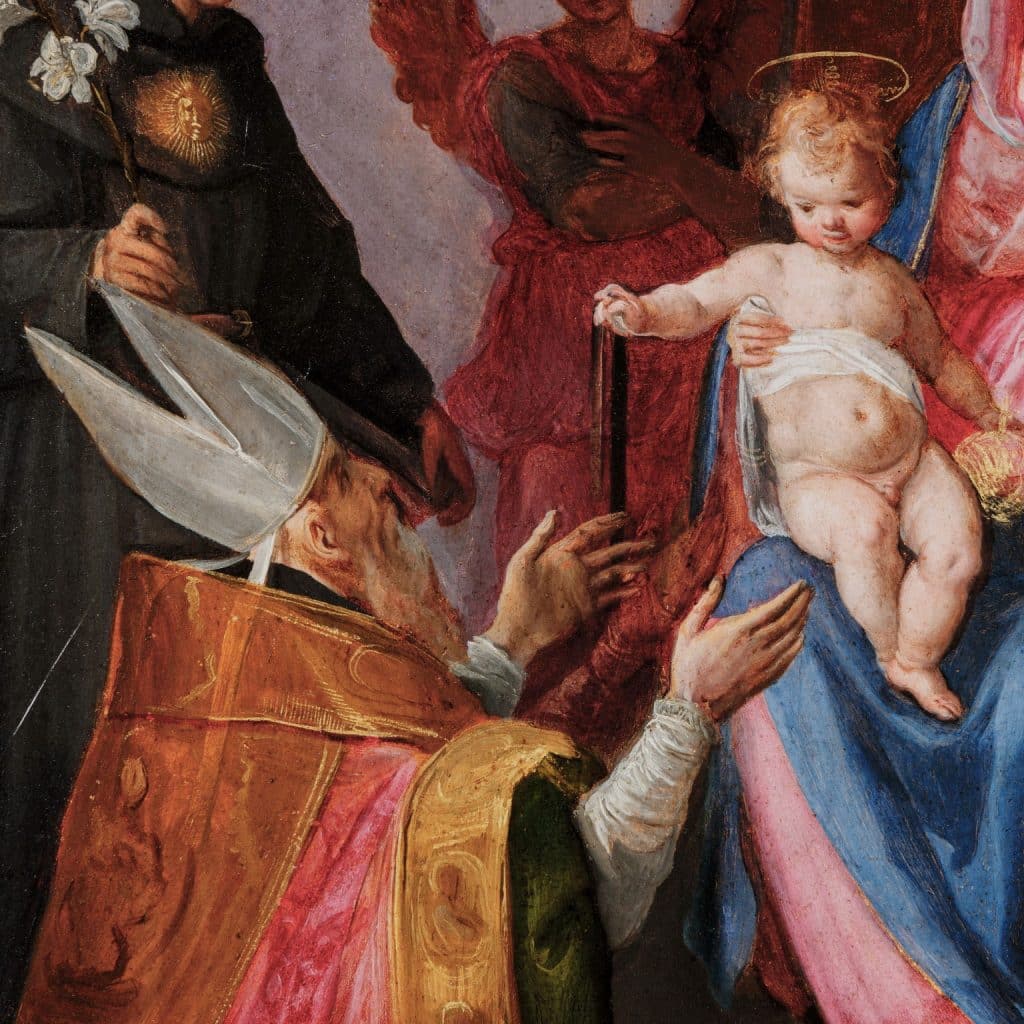 Madonna in trono con Bambino tra angeli e i santi Nicola da Tolentino - immagine 5