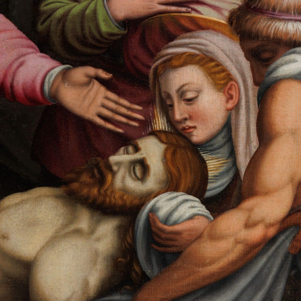 Deposizione di Cristo nel sepolcro. Pittore lombardo (Giuseppe Meda?) 1560-1570 ca. - immagine 2