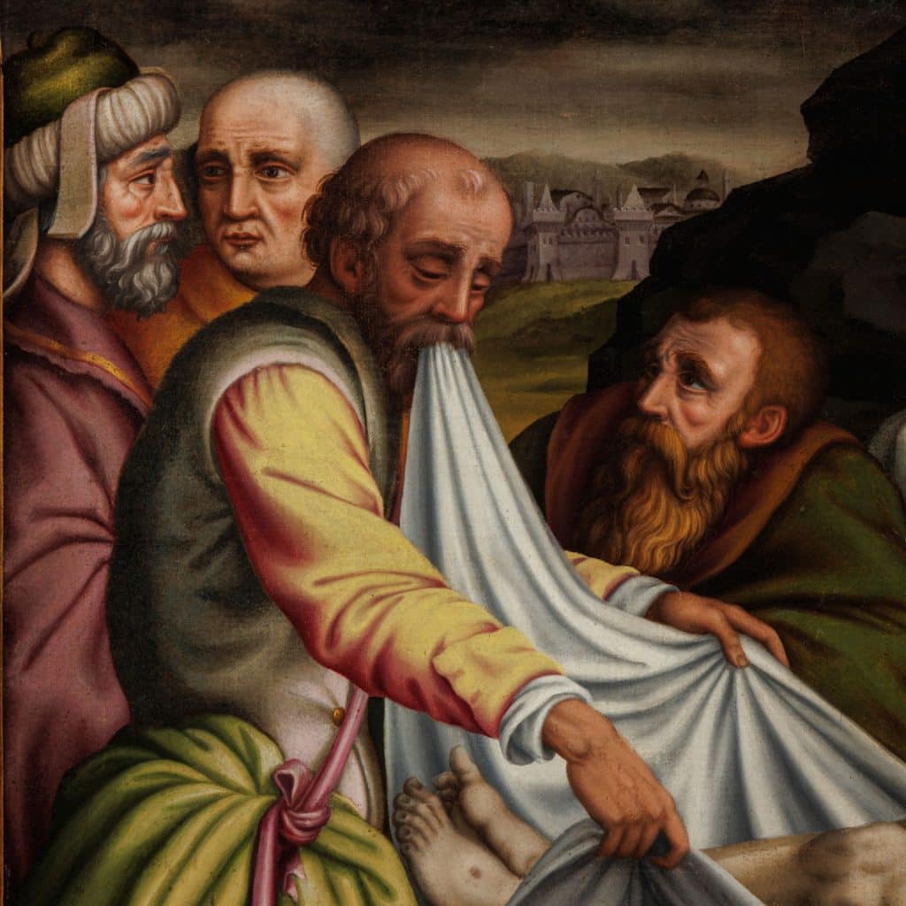 Deposizione di Cristo nel sepolcro. Pittore lombardo (Giuseppe Meda?) 1560-1570 ca. - immagine 5