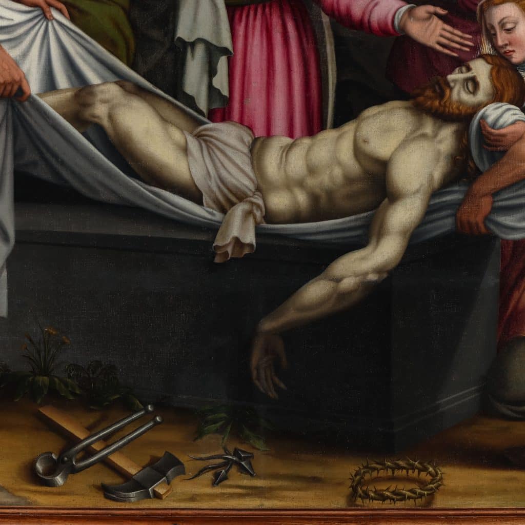 Deposizione di Cristo nel sepolcro. Pittore lombardo (Giuseppe Meda?) 1560-1570 ca. - immagine 7