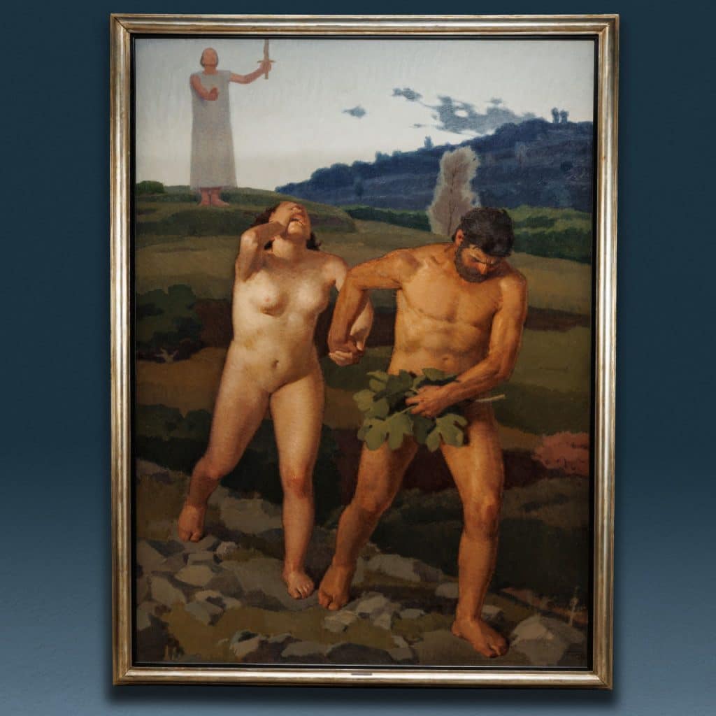 La Cacciata di Adamo ed Eva. Augusto Colombo. Olio su tela - immagine 1