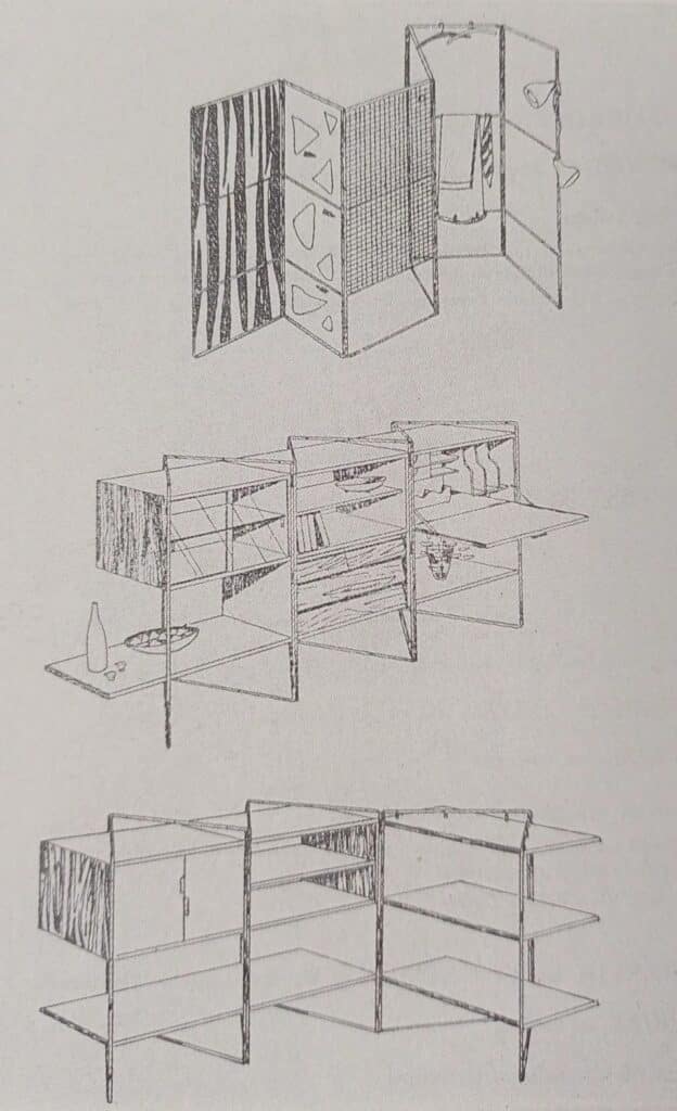 Disegno arredo componibile Taichiro Nakai