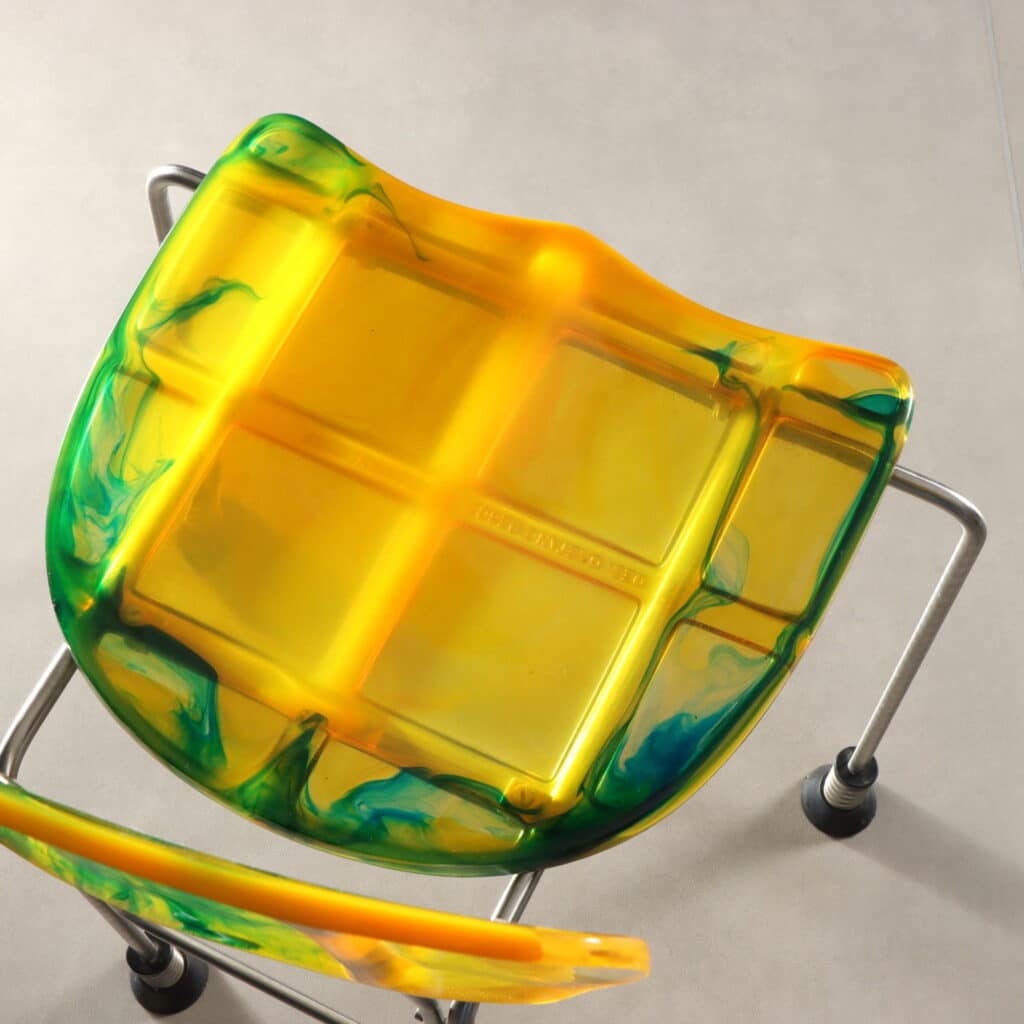 Dettaglio seduta giallo verde '543 Broadway' di Gaetano Pesce per Bernini