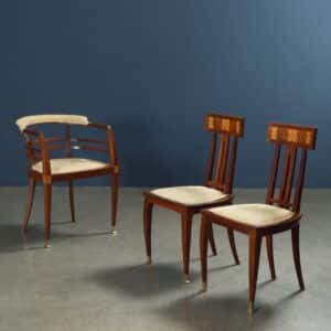 Due sedie e una poltroncina da camera. Produzione Carlo Zen