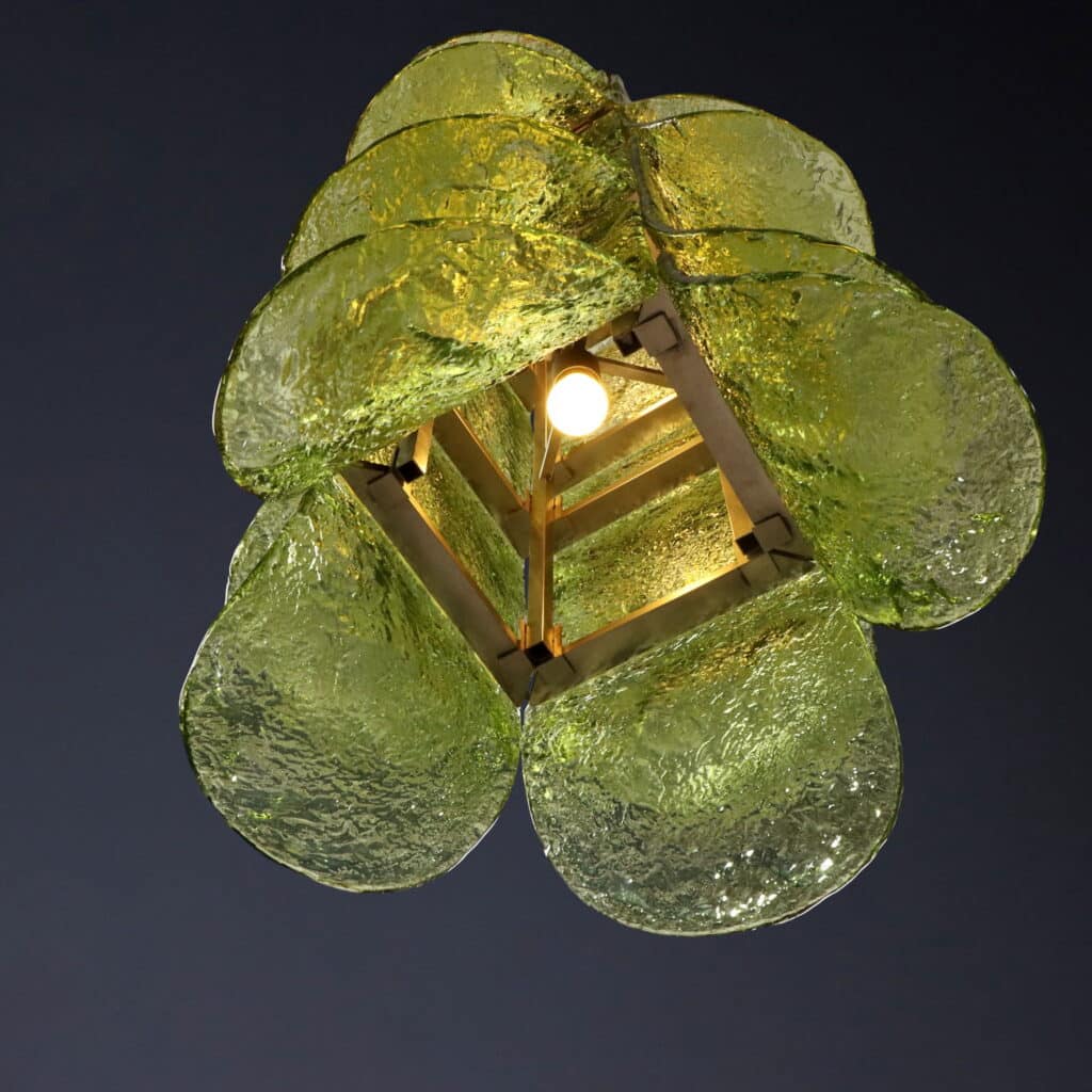 Lampadario anni '70 in vetro di Murano, produzione Mazzega