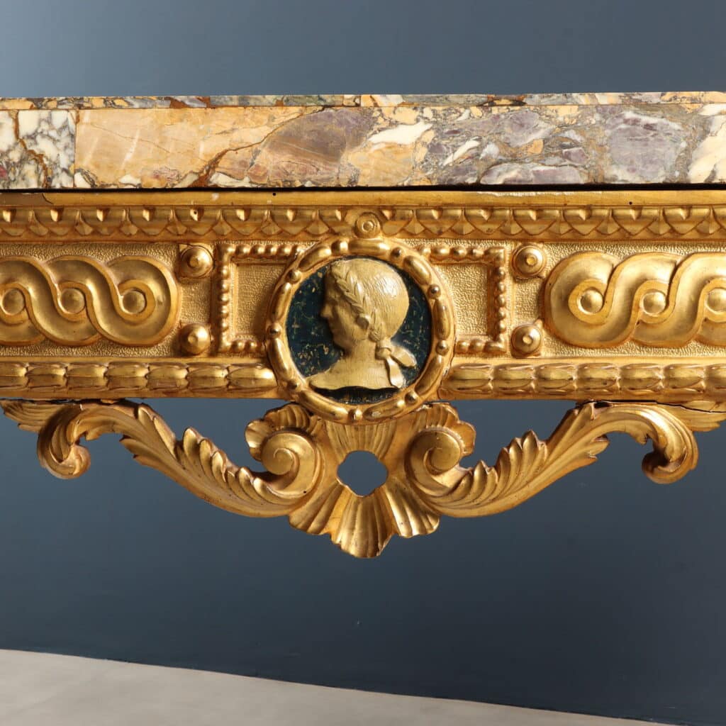 Consolle fiorentina neoclassica in legno dorato