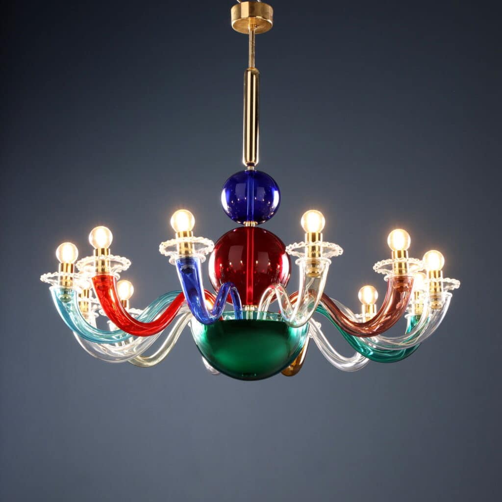 Scenografico Lampadario della serie 99.80 di Gio Ponti per Venini